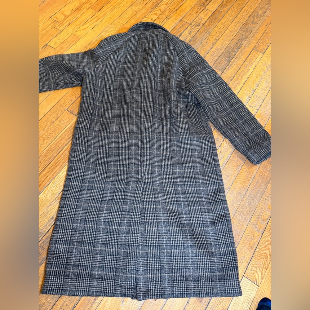 Avec Les Filles Plaid Coat Gray Large Long Jacket - Picture 2 of 8